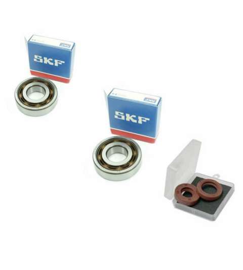 KIT ( 2 RODAMIENTOS + 2 RETENES VITÓN ) MINARELLI AM 6 BRAZOS DE 17 / 20 MM. 6303 / 6204 TN9 C4 SKF ( COMPETICIÓN ) R: KAMVV