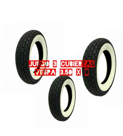 JUEGO ( 3 ) CUBIERTAS ESPECIAL VESPA 3.50 X 8 BANDA BLANCA GOODRIDE R: J3CB08