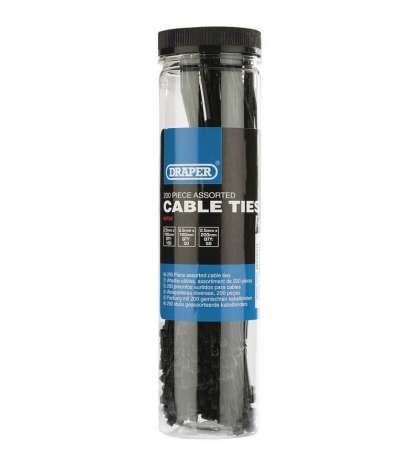 BRIDAS DE NYLON ( 200 PIEZAS ) VARIOS TAMAÑOS NEGRAS DRAPER R: 52000003