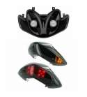 KIT ( 1 ) BIFARO DOBLE ÓPTICA NEGRO BRILLO + ( 1 ) PILOTO TRASERO LED YAMAHA JOG RR 50 R: FYPNJ