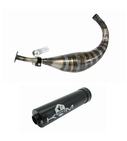 TUBO ESCAPE COMPLETO DERBI E3 ( MOTOR PIAGGIO ) 90 / 110 C.C. ALUMINIO NRGRO KRM R EKRMDN