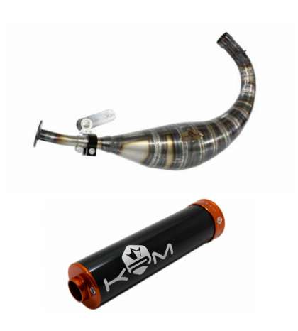 TUBO ESCAPE COMPLETO DERBI E3 ( MOTOR PIAGGIO ) 90 / 110 C.C. ALUMINIO NARANJA KRM R: EKRMDAN
