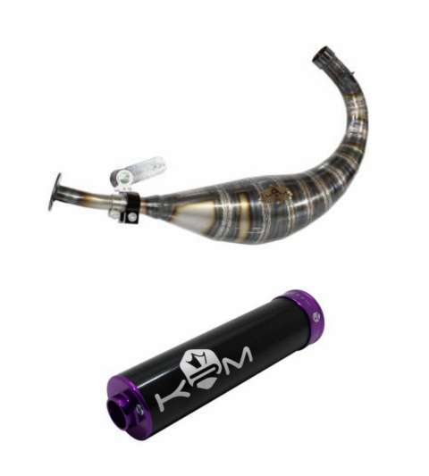 TUBO ESCAPE COMPLETO DERBI E3 80 / 90 C.C. ALUMINIO NEGRO LILA KRM R: DEL