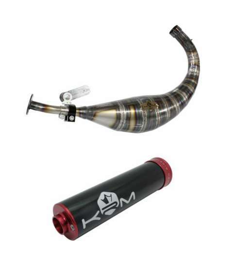 TUBO ESCAPE COMPLETO DERBI E3 80 / 90 C.C. ALUMINIO NEGRO ROJO KRM R: DER
