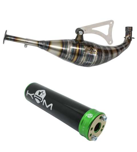TUBO DE ESCAPE MINARELLI HORIZONTAL 90 / 100 CC - SALIDA TIPO BIDALOT NRGRO VERDE- KRM - RSV