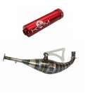 TUBO DE ESCAPE MINARELL SCOOTER 90/100 C.C. ROJO SOPORTE TIPO BIDALOT KRM R: AJ100