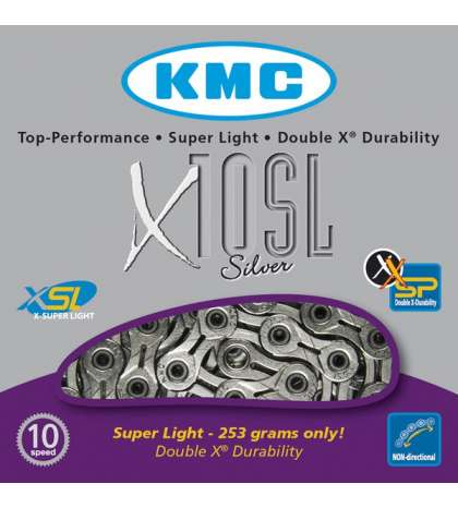 CADENA X10 SL 114 PASOS 10V CROMADA - KMC - R: 31256