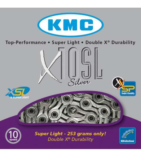CADENA X10 SL 114 PASOS 10V CROMADA - KMC - R: 31256