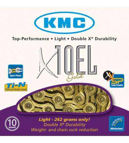 CADENA X10 EL 114 PASOS 10V ORO - KMC - R: 31292