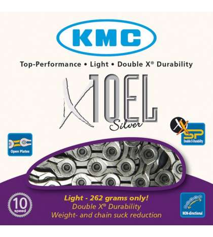 CADENA X10 EL 114 PASOS 10V CROMADA - KMC - R: 31293