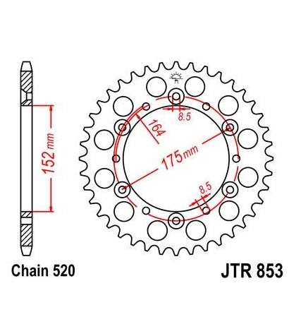 CORONA ARRASTRE YAMAHA TTR- 250 ALUMINIO JT R: R853-52