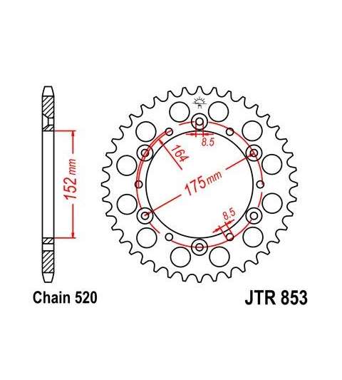 CORONA ARRASTRE YAMAHA TTR- 250 ALUMINIO JT R: R853-52
