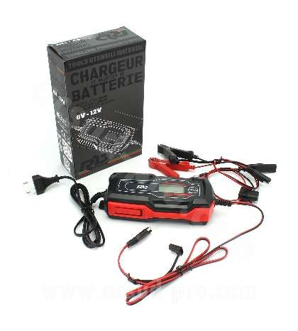 CARGADOR Y MANTENEDOR DE BATERÍAS 6-12V 4A PARA BATERÍAS STD, AGM / SLA / GEL (ENTREGADO CON CABLE PERMANENTE) RB MAX R: 229100B