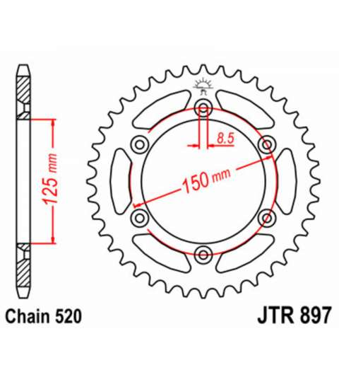 CORONA ARRASTRE HUSQVARNA 250 42 DIENTES JT R: 897-42