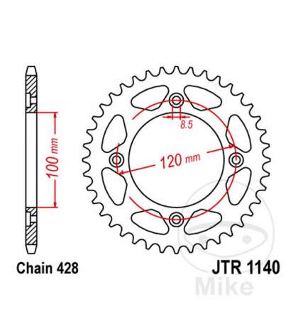 CORONA BETA RR 125 C.C. PASO 428 / 50 Z. - JT STROKER - R: R1140-50