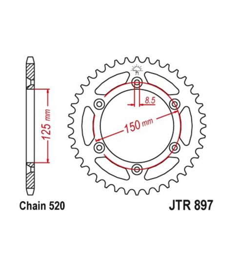 CORONA ARRASTRE KTM 45 Z. - JT STROKER - R: 897-45