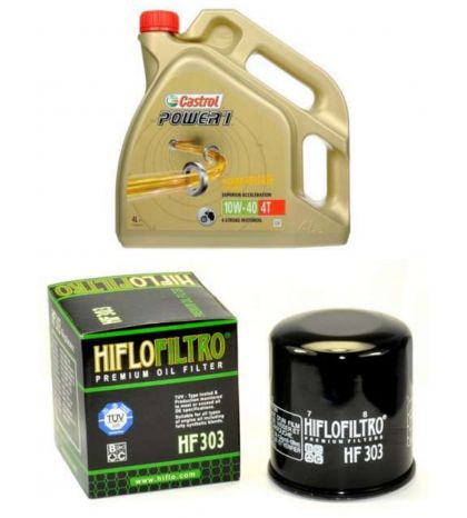 ACEITE 10W 40 CASTROL ( 4 LITROS ) + FILTRO ACEITE HF303 - HIFLOFILTRO - R: AC303