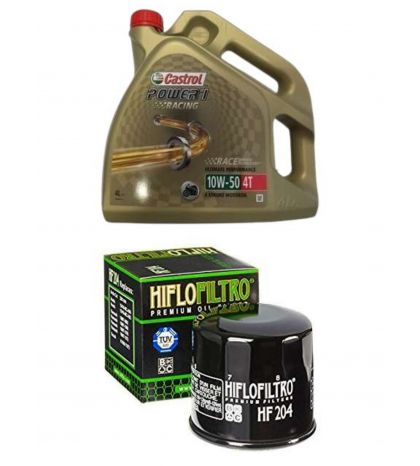 ACEITE 10W 50 RACING CASTROL ( 4 LITROS ) + FILTRO ACEITE HF204 - HIFLOFILTRO - R: ACR204