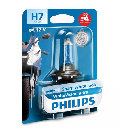 LAMPARA PHILIPS HALOGENA H7 WHITEVISION ULTRA MOTO R: 2012972WV