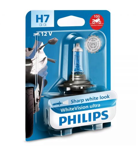 LAMPARA PHILIPS HALOGENA H7 WHITEVISION ULTRA MOTO R: 2012972WV