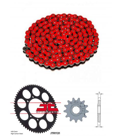 KIT ARRASTRE BETA / DERBI / RIEJU 50 C.C. ( CADENA ROJA 136 Z. ) R: KARMRT