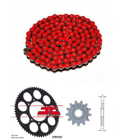 KIT ARRASTRE BETA / DERBI / RIEJU 50 C.C. 53/13 D. ( CADENA ROJA 136 Z. ) R: KARMRT53
