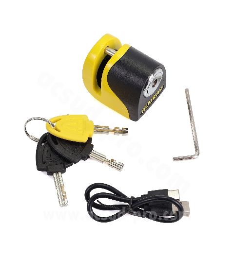 CANDADO BLOQUEO DE DISCO ALARMA B-LOCK-06 MINI AMARILLO / NEGRO R: 603036D