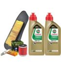 KIT REVISIÓN YAMAHA X-CITY / X MAX 125 CASTROL 10W40, FILTRO ACEITE, AIRE Y BUJÍA R: KY125