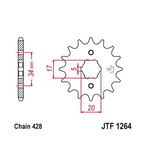 PIÑON DE ARRASTRE DERBI 125 VARIOS MODELOS 17Z - JT - R: F1264-17