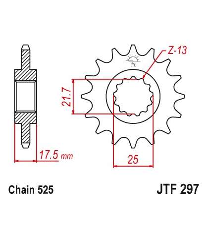 PIÑON DE ARRASTRE HONDA 500 VARIOS MODELOS 15Z - JT - R: F297-15