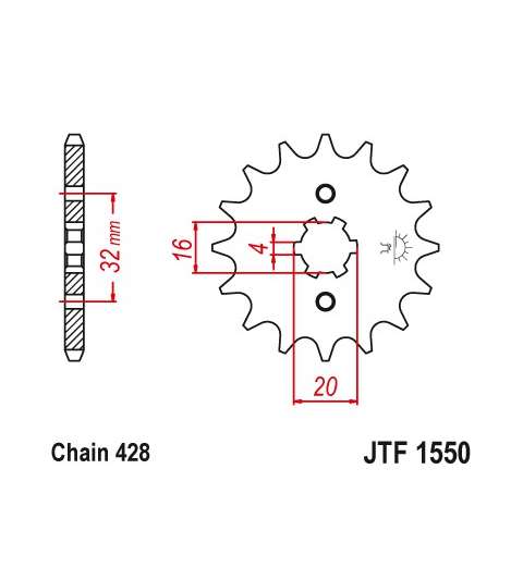 PIÑON DE ARRASTRE MOTOR HISPANIA 125 VARIOS MODELOS 14Z - JT - R: F1550-14