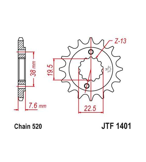 PIÑON DE ARRASTRE SUZUKI 450 VARIOS MODELOS 14Z - JT - R: F1401-14