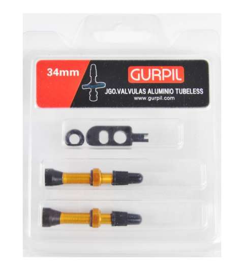 JUEGO 2 VÁLVULAS FV TUB. ALUMINIO AMARILLO 34MM - GURPIL - R: 31675