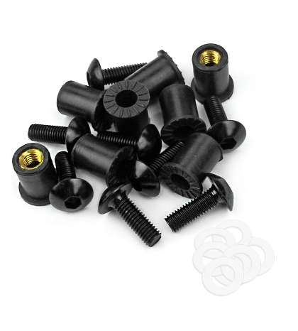 JUEGO DE TORNILLOS ( DOBLE ) PARA CUPULA NEGROS 8 PIEZAS R: 171005