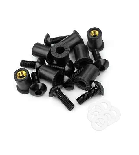 JUEGO DE TORNILLOS ( DOBLE ) PARA CUPULA NEGROS 8 PIEZAS R: 171005