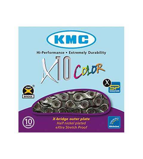CADENA KMC X-10 VIVID NEGRA 114 PASOS INDEX 10 V. R: 31154