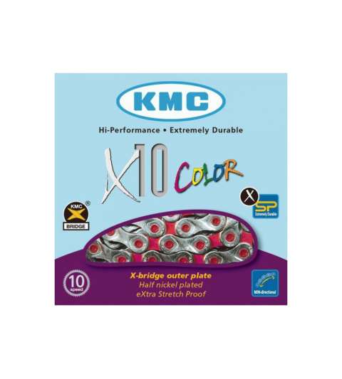 CADENA KMC X-10 VIVID ROJA 114 PASOS INDEX 10 V. R: 31152