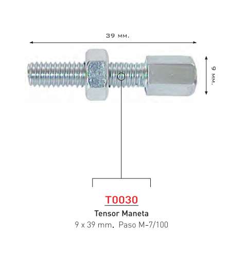 TENSOR FRENO CERRADO 8 X 39 PASO METRICA 7/100 MM. R: T0030