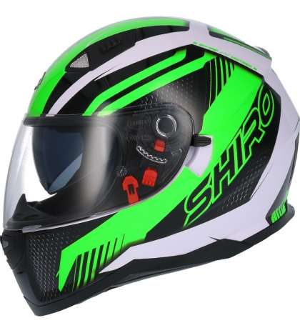 CASCO INTEGRAL TM SH 881 MOTEGI II VERDE/NEGRO MATE CON VISOR SOLAR SHIRO