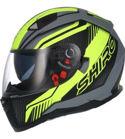 CASCO INTEGRAL TL SH 881 AMARILLO/NEGRO MATE CON VISOR SOLAR SHIRO