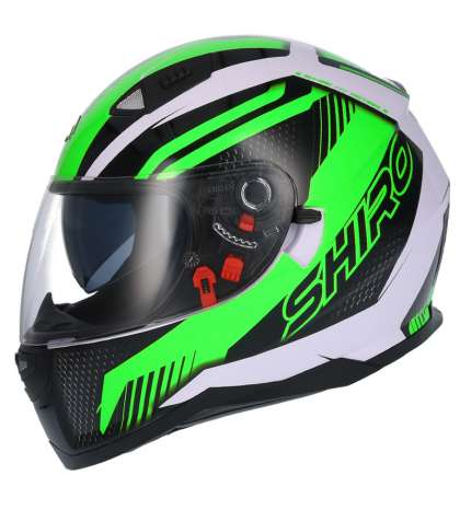 CASCO INTEGRAL ( TS ) SH 881 MOTEGI SV VERDE FLUOR / BLANCO VISOR SOLAR SHIRO