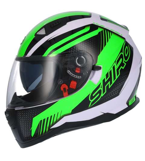 CASCO INTEGRAL ( TM ) MOTEGI SV VERDE FLUOR / BLANCO VISOR SOLAR SHIRO