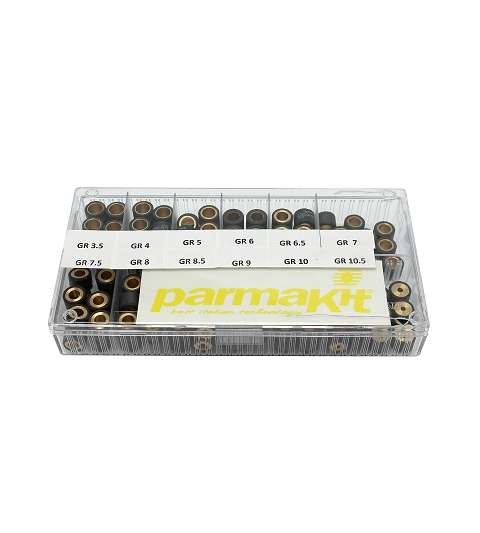 CAJA PARMAKIT DE 24 JUEGOS DE RODILLOS 15 X 12 + MUELLES (3.5/4/5/6/6.5/7/7.5/8/8.5/9/10/10.5) PARMAKIT R: 286900