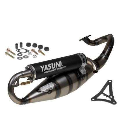 TUBO DE ESCAPE YAMAHA AEROX 50 / JOG RR 50 COLA NEGRO ANODIZADO " R " YASUNI R: TUB902B